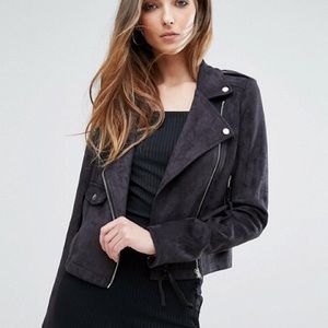Faux Suede Biker Jacket